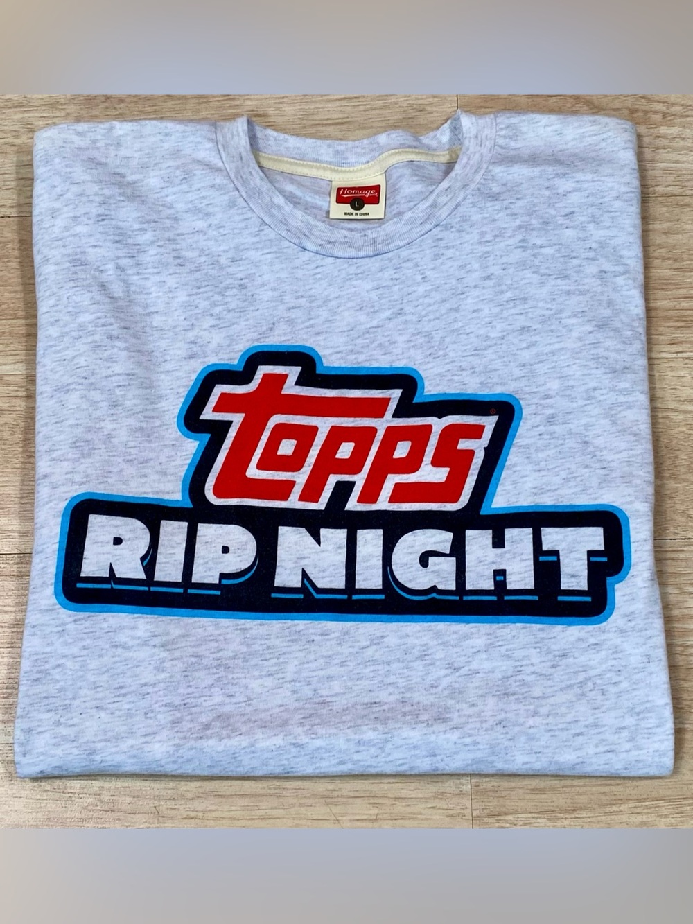 Homage Topps Rip Night T-Shirt Mens L Grey Short Sleeve Card Collector Tee Shirt
